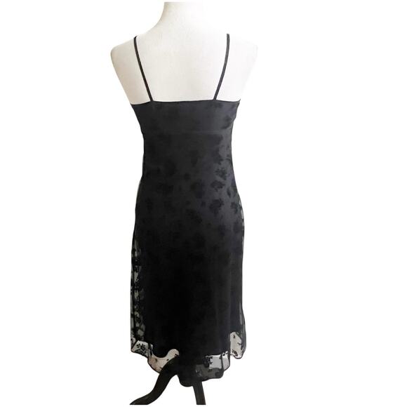 BCBG Y2K Whimsygoth Floral Dress Size 6 Black Mesh Overlay Witchy Dark Fairy - Picture 3 of 13